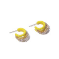 Fashion Simple Temperament Inlaid C-Shaped Earrings Jewelry